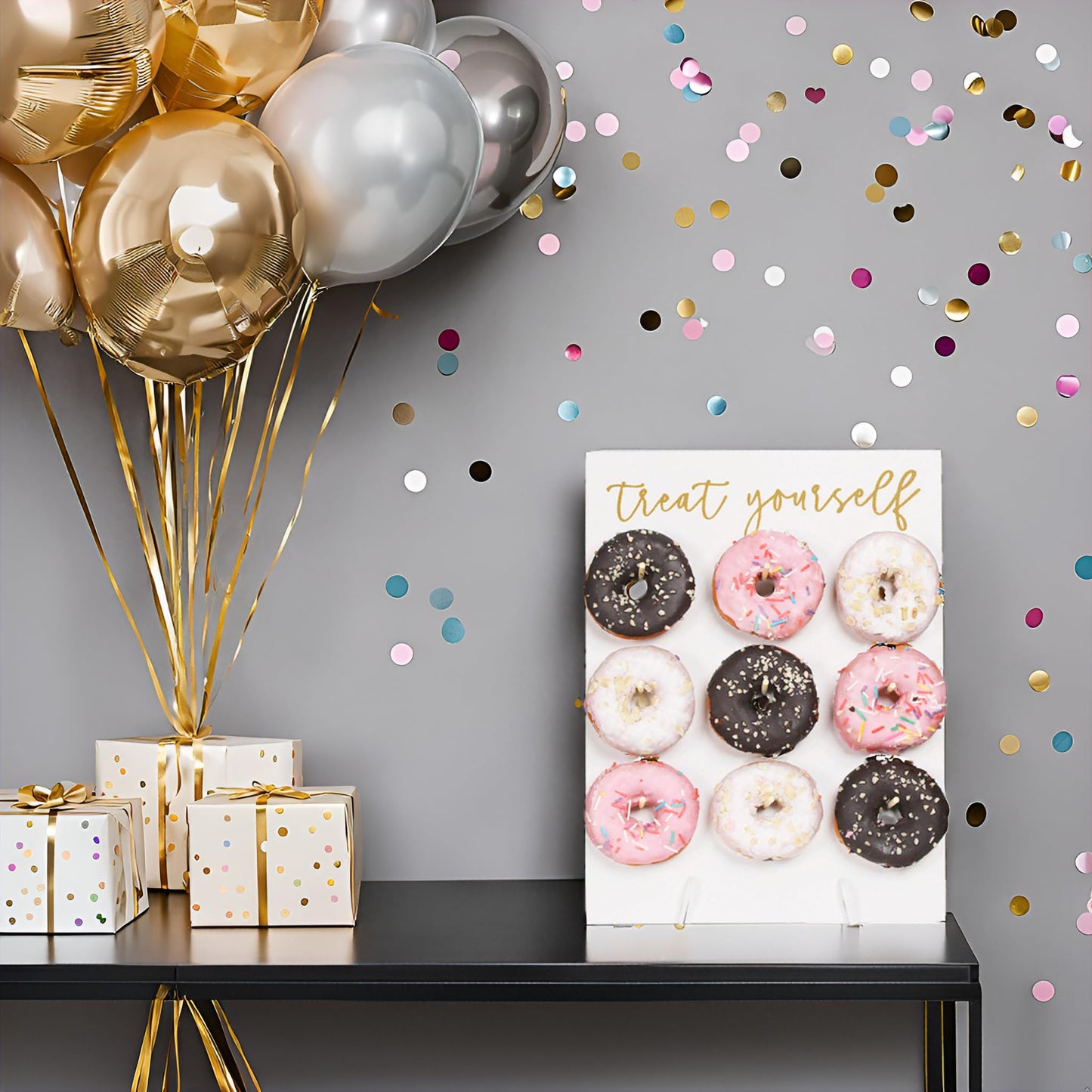 Rmeosye Donut Wall Display Stand, White Donut Holder Board，Fits 9 Donuts