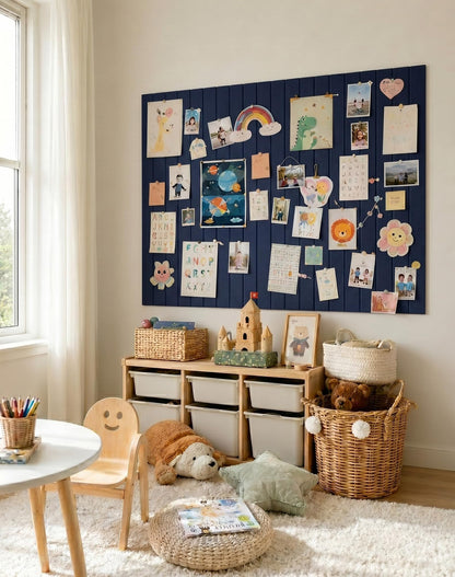 Aothia 12-Pack Felt Bulletin Board Tiles - 48x36 Modular Pin Board for Walls, 0.2" Thick Cork Board Alternative for Office & Classroom, 70 Adhesive Tabs & 40 Pushpins Included (Navy Blue)