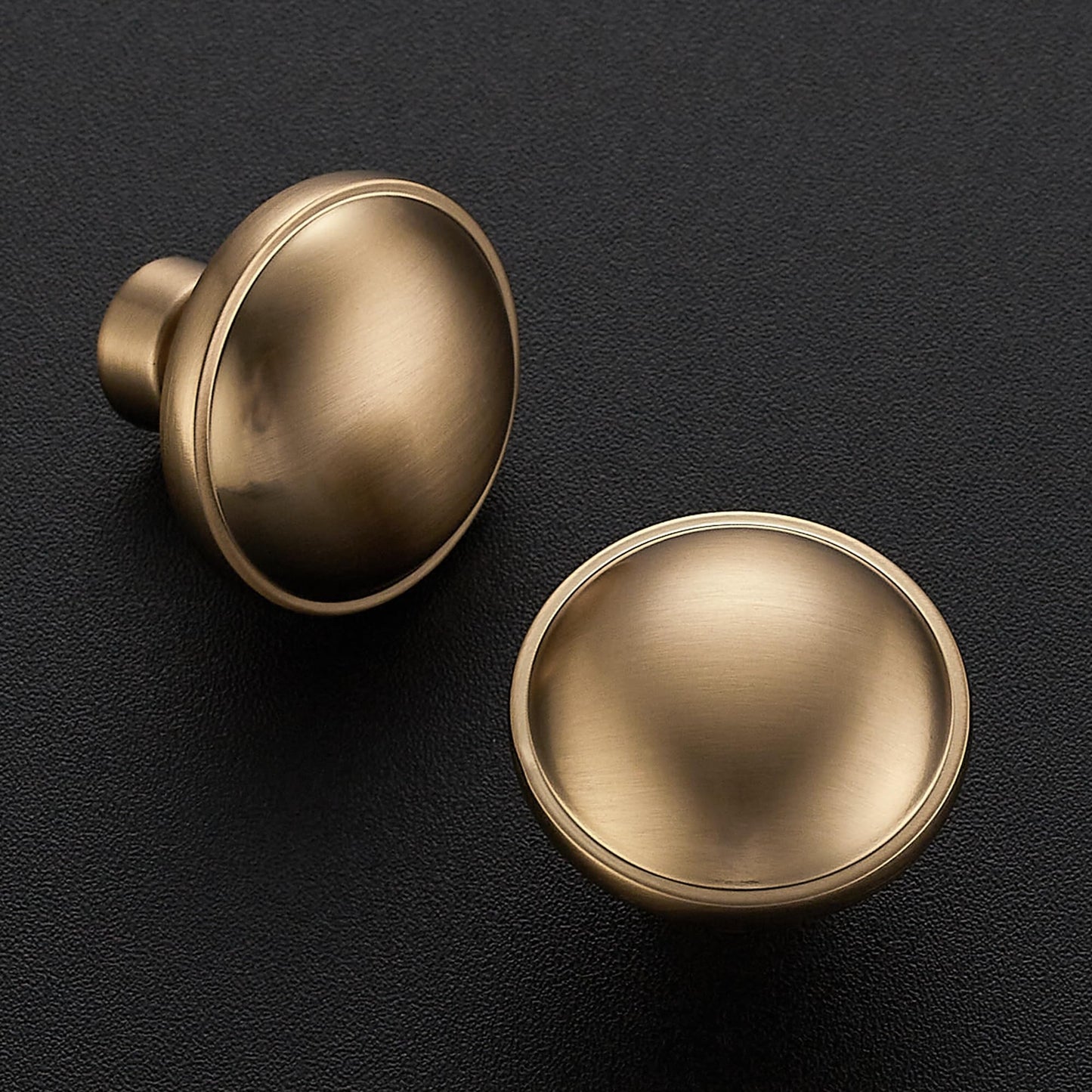 Ravinte 2 Pack 1-1/4 Inch Diameter Kitchen Cabinet Knobs Champagne Bronze Dresser Knobs Round Solid Cabinet Drawer Pulls for Kitchen Cupboard Hardware