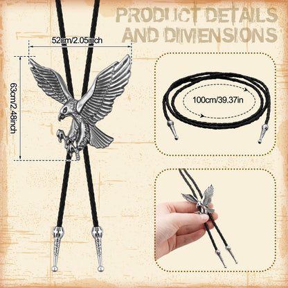 ShinyMatch 10 Pcs Bolo Tie for Men Women Western Cowboy Accessories Leather Necktie with Tiger Eye Stone Costume Accessories(Silver,Classic)