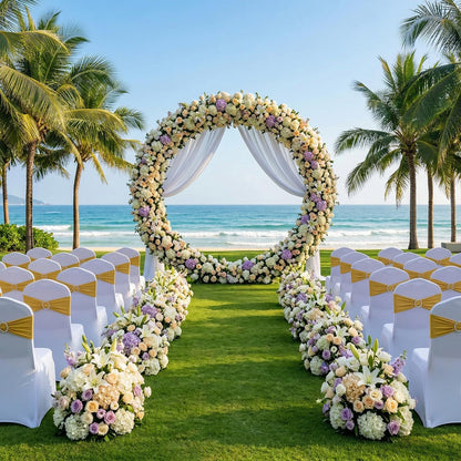 MehelloFeather Spandex Chair Sashes 20Pcs Chair Bows for Weddings Parties Holiday Celebrations and Event Decorations(Glod)