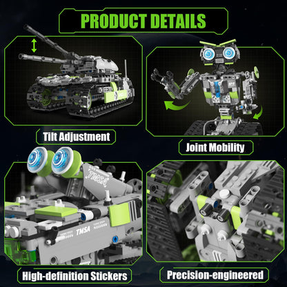 HPROMOT STEM Robot Building Sets for Kids Ages 8-16, 5-in-1 Remote Control and APP Robot Toys, 757 Pcs DIY Building Science Educational Kit, Building Block Birthday Present for Teen Boys and Girls