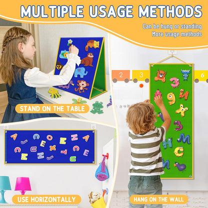 AKAYOK Felt Board - Double-Sided Flannel Board for Preschool Learning, Interactive Storytelling & Play | 33" x 12" Portable Felt Letter Board (Letters Not Included), Perfect for Desktop & Wall Use