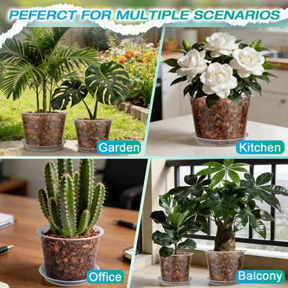 HKKZYT 8/10/12 Inch Clear Nursery Pots with Drainage and Sacuers, 15 Pack Plastic Pots for Plants Indoor Outdoor, Variety Large Clear Pots for Flowers, Succulents (8/10/12inx5pcs)