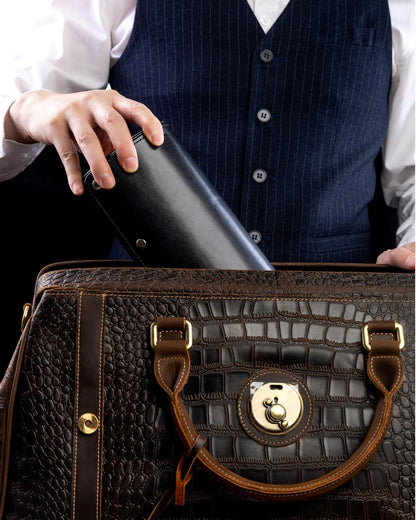 MR.OKAY 3 Watch Travel Case-Classic Leather Watch Case With Superb Texture.Portable Watch Roll Or Organizer For Storage And Display. Men's Great Gift For Traveling,100% Handmade by Artisans.