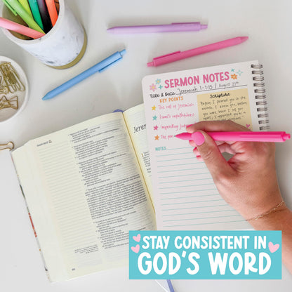 Guided Bible Study Journal for Women - Bible Journal for Women, Sermon Notes Notebook, Church Notes Journals, Scripture Study Supplies and Journaling Kit, Christian Graduation Gifts