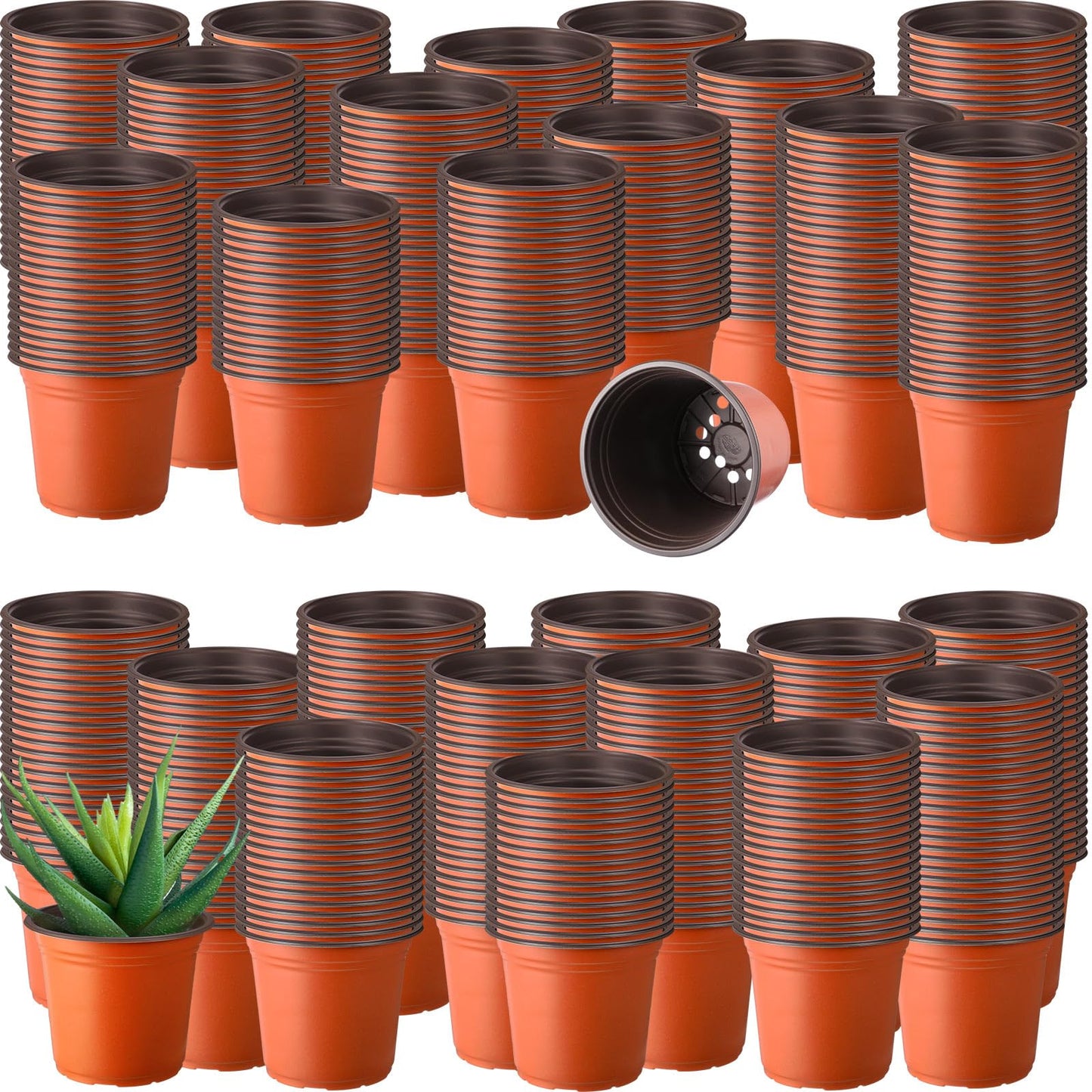 Hushee 1500 Pcs 4 Inch Plastic Plants Nursery Pots Bulk Seed Starting Pots with Drainage Holes Plastic Flower Planting Container Indoor Outdoor for Succulent Transplanting Supplies (Classic)
