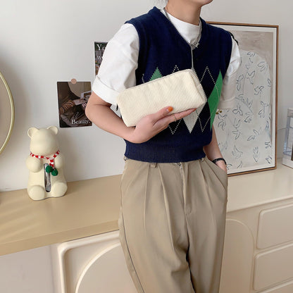 Cute Pencil Case Aesthetic Student Pencil Pouch Coin Pen Pouch Cosmetic Bag Office Stationery Organizer For Kids Teen School (Milk white)