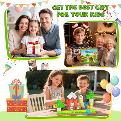 Hiwawind Magnetic Building Blocks Farm Animals, STEM Sensory Magnet Cubes, Montessori Educational Toys for 3 4 5 6 7 8 Year Old Boys & Girls, Birthday Gift