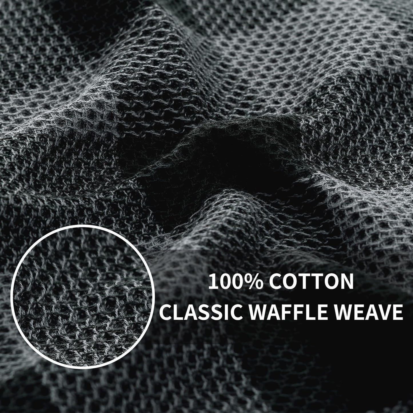 Homaxy Kitchen Towels and Dishcloths Set, 12 x 12 and 13 x 28 Inches, Set of 8 100% Cotton Waffle Weave Check Plaid Kitchen Dish Towels, Super Soft and Absorbent Dish Cloths, Black & Grey