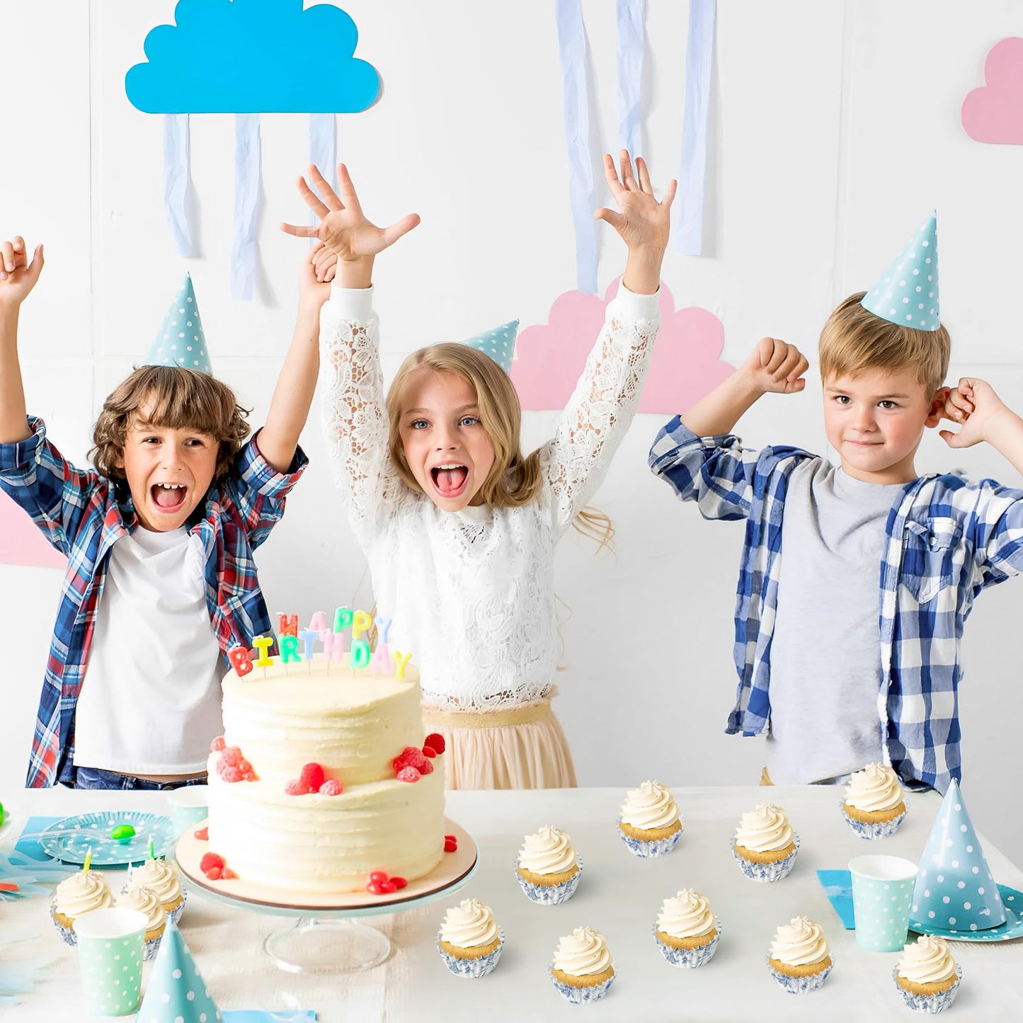 COcnny Flower Mini Cupcake Liners - 600pcs Blue and White Floral Baking Cups Muffin Paper Cupcakes Wrappers for Birthday, Candy Cake Chocolate Wrap Making Supplies for Baby Shower Birthday (10 Styles)