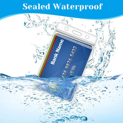 120 Pack Plastic Badge Holder, Vertical ID Badge Holder, Clear Waterproof ID Card Holder with Resealable Zip, 2.5" x 3.8" Name Tag Holder for Nurses and Office, Fits ID Card/Credit Card/Student Card