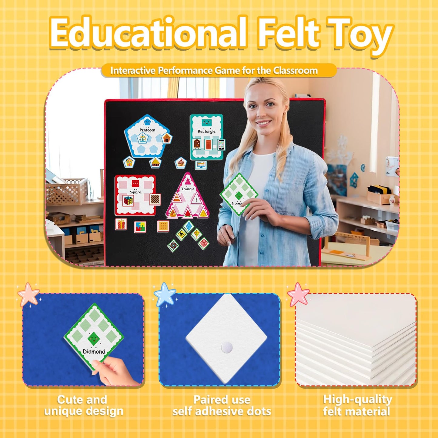 Ai fsem Shape Sorting Flannel Board for the Classroom Felt Story Board Pieces Speech Therapy Materials Teacher Supplies Felt Shapes for Crafts