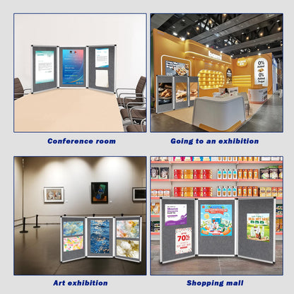 3+1 Panel Trade Show Presentation Board,Poster Board with Storage Bag Large Tabletop Display Board Folding Art Panel Display for School,Vendor Events,Science Fair Exhibitions (A)
