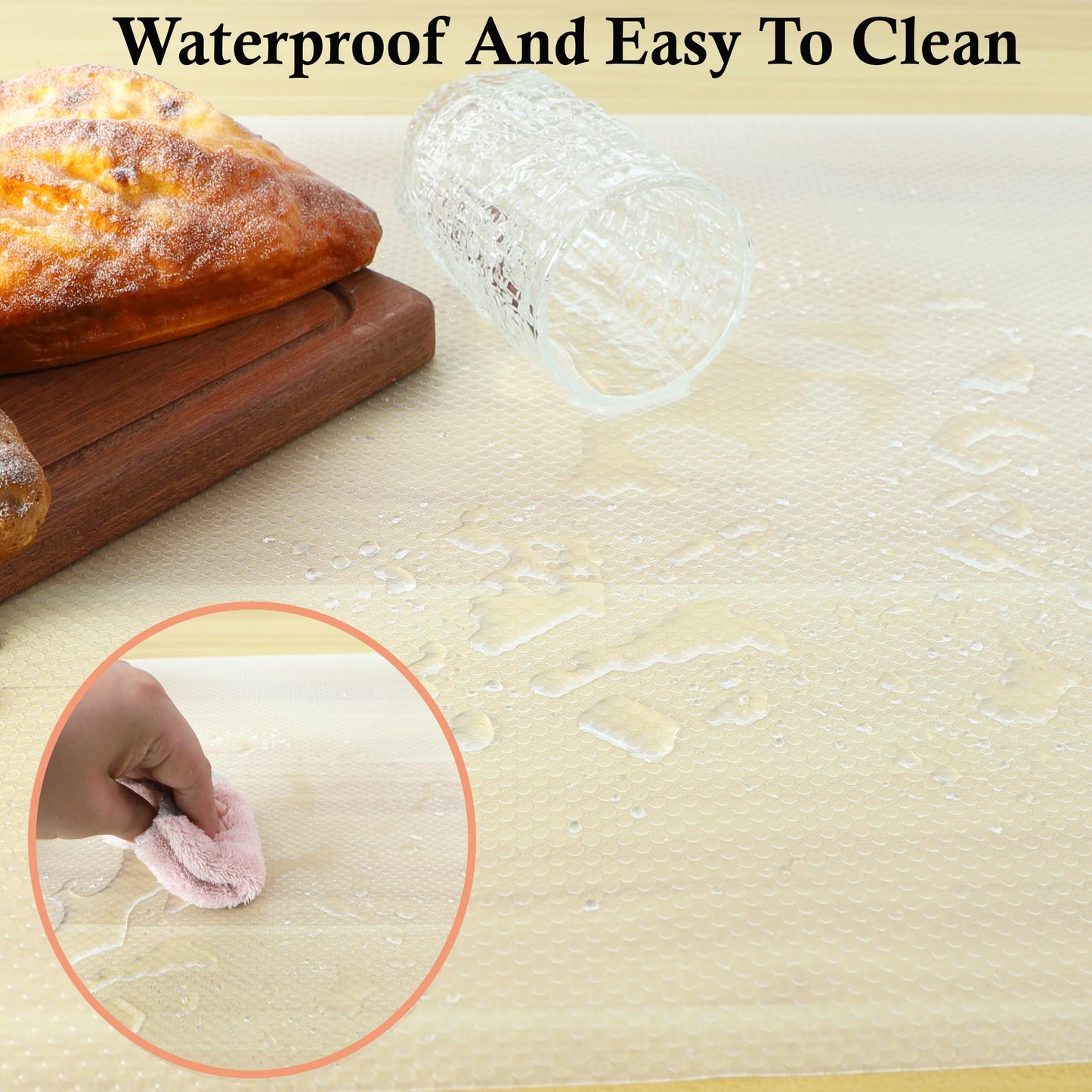 Shelf Drawer Liners for Kitchen Cabinets Non Adhesive 14 Inch Wide X 20 Ft Non Slip Waterproof Pantry Shelf Liner Cupboard Fridge Liners Mat Bathroom Drawer Protector Liner