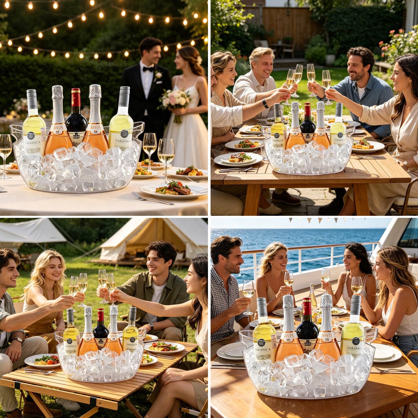 Blaithom 2-Pack Ice Buckets for Parties, 7.5L Clear Acrylic Beverage Tub