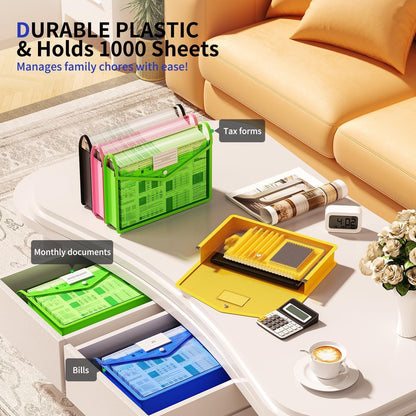 XingDuing 3 Pack Plastic Expanding File Folder, Transparent Envelopes with Snap Closure, Fit Letter/A4 Size for School/Office/Home/Hospital, No Dividers, Large Capacity-3 Colors
