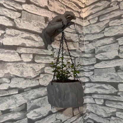 TIME&TRAVE Hanging Wall Hand Flower Pot Planter - Imitation Marble Wall Mount Planters for Succulents, Cactus, Faux Plants and More Green Plant