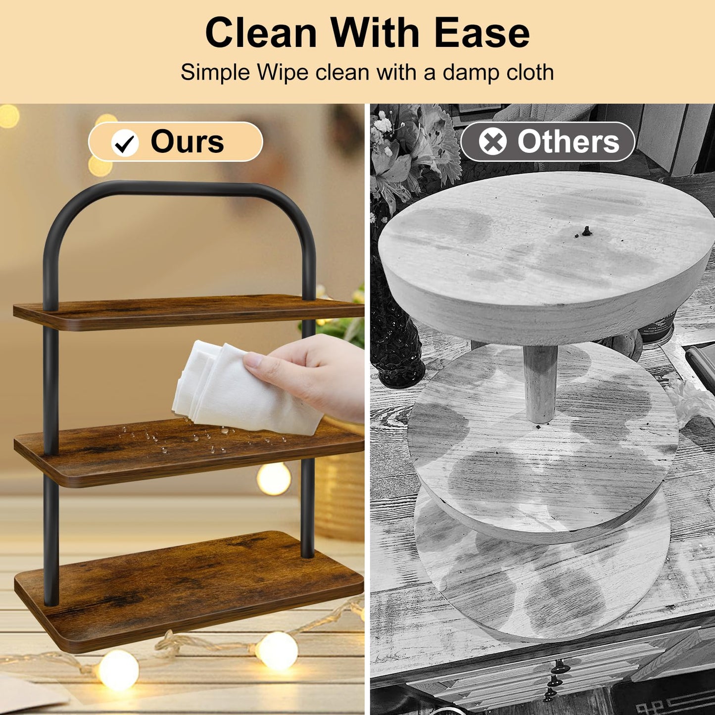 OugeWood Cupcake Stand, 3 Tier Wood Cupcake Stand for 50 Cupcakes Large Dessert Stand Cupcake Display Stand Cupcake Tower for Farmhouse Decor, Party Serving Tray, Vendor Dessert Table Display Set