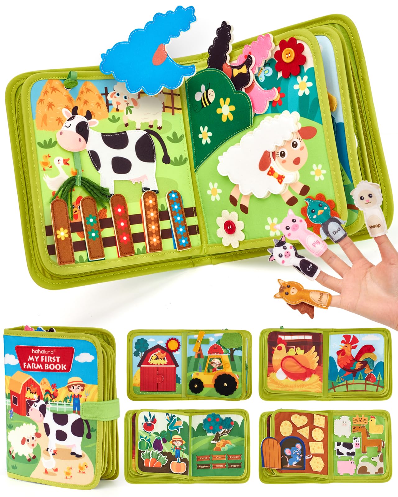 hahaland Busy Book for Toddlers 1-3 - Montessori Toys Busy Board for 1 Year Old Boy Gifts Girl Toys Educational Learning Quiet Activity Books Gifts Toddler Travel Toys for One Year Old Birthday Gift