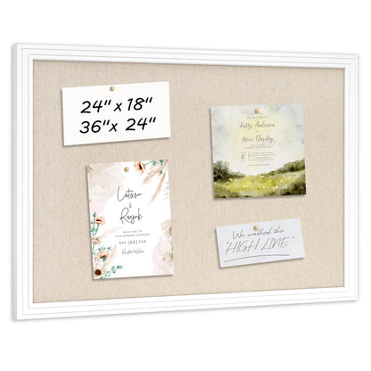 DOLLAR BOSS Linen Bulletin Board 36" x 24", Decorative Cork Boards for Walls with White Wood Frame, Premium Fabric Pin Board for Office, Home & School Room Decor, White
