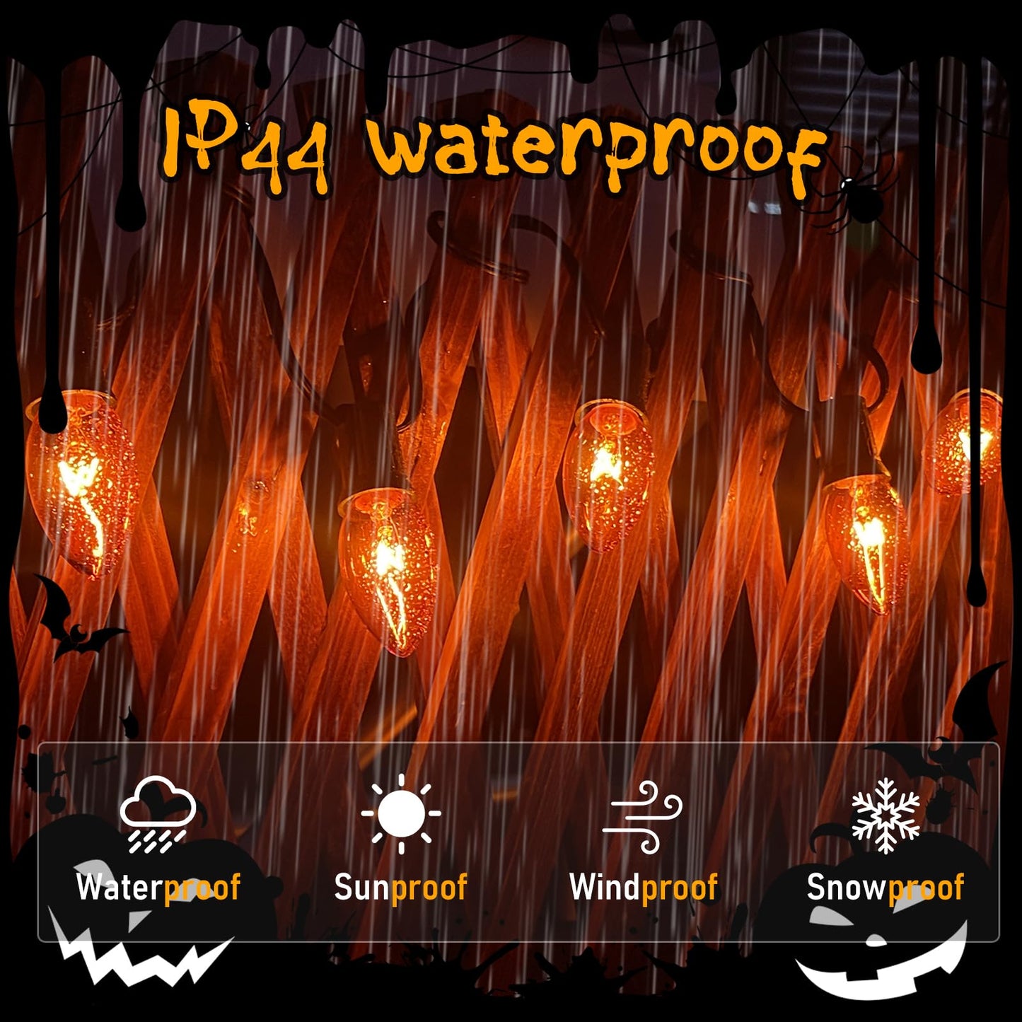 GOOTHY C9 Orange Christmas String Lights, 25Ft Outdoor Christmas Decorations Lights with 26 Incandescent Orange Bulbs, Hanging Patio Lights Waterproof for Roofline Backyard Outdoor Halloween Party