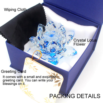 TENGFENG Sparkle Crystal Lotus Flower - 4'' Hue Reflection Clear Crystal Lotus for Feng Shui Home Decor Sun Catcher Ornaments or Paper Weight with Gift Box (100MM) Transparent