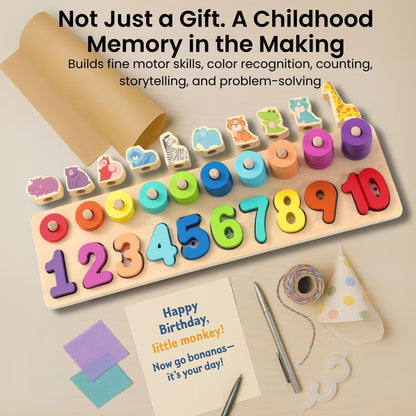 Safari Wooden Number Puzzle – 3 Year Old Girl Gifts, Educational Toys for 4 Year Old, Wooden Puzzles for Toddlers 3+, Learning for 3 Year Olds, Montessori Preschool Activities, Toddler Toys 3-5