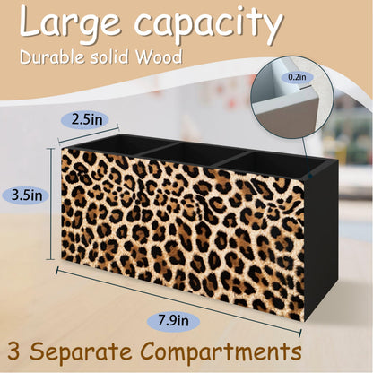 YTRGI Leopard Print Pen Pencil Holder Organizer for Desk, Leopard Print Room Decor, Preppy Cheetah Kitchen Cooking Brush Makeup Utensil Holder (Black)