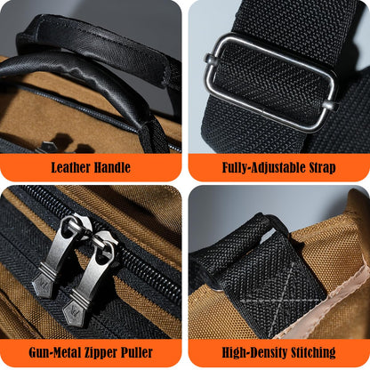 WELKINLAND 14-Pockets Travel Messenger Bag for Men, 13" Tablet Shoulder Bag Men, 15L-Roomy Men's Shoulder Bag Expandable, Comfortable EDC Crossbody Bag for Man, Heavy-Duty Mens Messenger Bags for Work