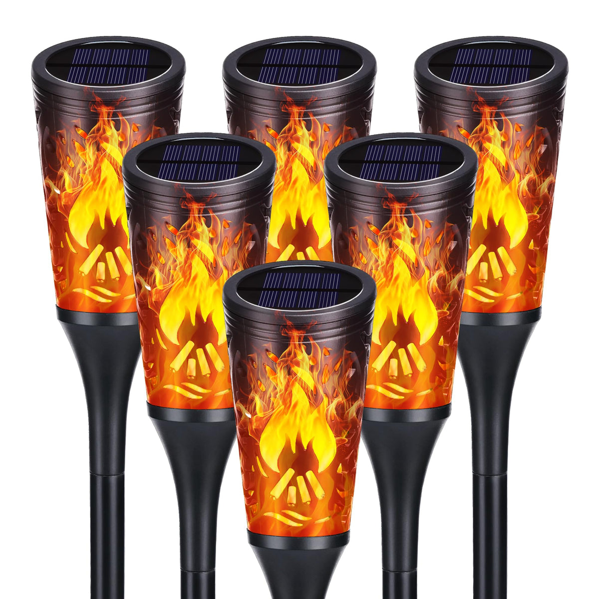Toodour Solar Lights Outdoor, 6 Pack Solar Torch Lights with Flickering Flame, IP65 Waterproof Yard Lights Landscape Decoration Lighting for Outside Garden Lawn Pathway Patio Decorations