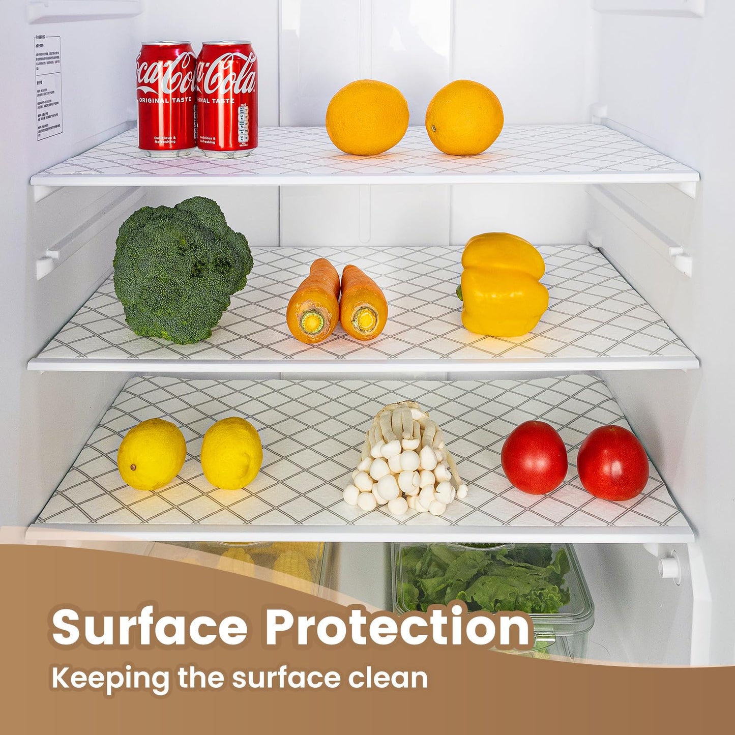 Shinlendid Refrigerator Liners Non-Slip 12IN x 10FT, Absorbent Fridge Shelf and Drawer Liners for Shelves, Keep Fruits and Vegetables Fresh, Various Sizes Washable Refrigerator Mats, White