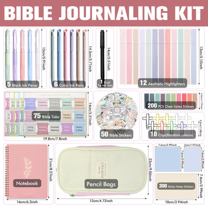 FEMBW Bible Study Supplies Kit for Women – Pink Bible Cover, Notebook, Tabs, Highlighters, Pens, Pen Case – Christian Gifts for Students, Beginners, BibleAccessories for Journaling