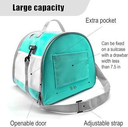 Small Animal Carrier Bag, Upgraded Portable Guinea Pig Carriers, Transparent Hamster Carrying Case, Reptile Rat Rabbit Bearded Dragon Hedgehog Carrier Bag for Travel, Hiking, Walking, Outdoor (Green)