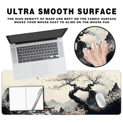 Extended Gaming Mouse Pad Anime Large Desk Pad with Non-Slip Base Full Keyboard Mat with Stitched Edges for Gaming and Office 31.5 x 11.8 inches (Wash Painting)