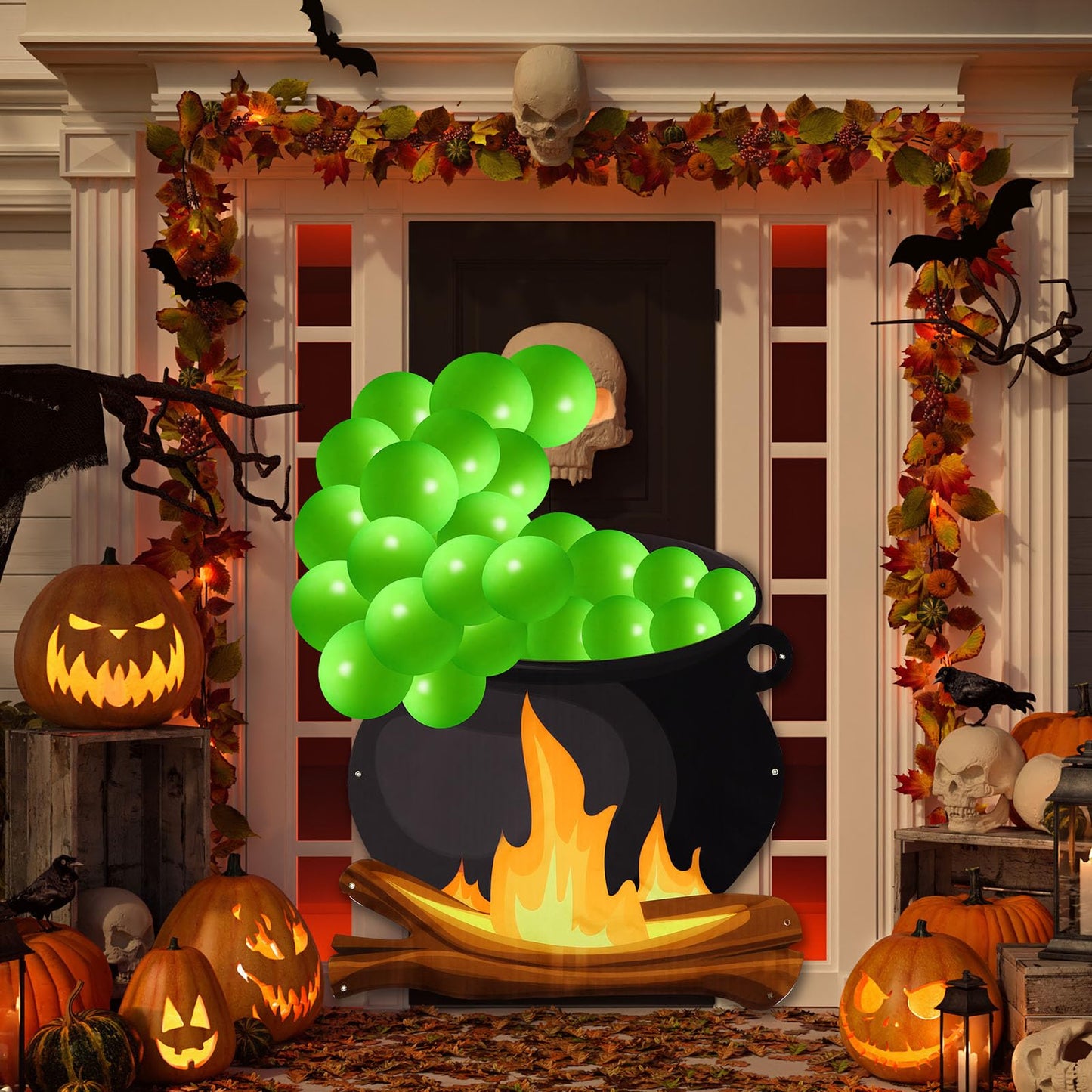 Panelee Halloween Large Witches Pot Trunk or Treat Car Decorations Kit Witch Cauldron Banner Decor Balloons Halloween Garage Door Witch Wizard Party Decorations for Home Yard Party Supplies