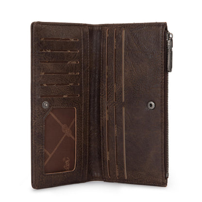 Montana West Wrangler Minimalist Wallet for Women Credit Card Wallet Ladies Travel Wallets Monederos de Mujer Card Cases & Money Organizers with Smooth Zippers for Women Men Coffee