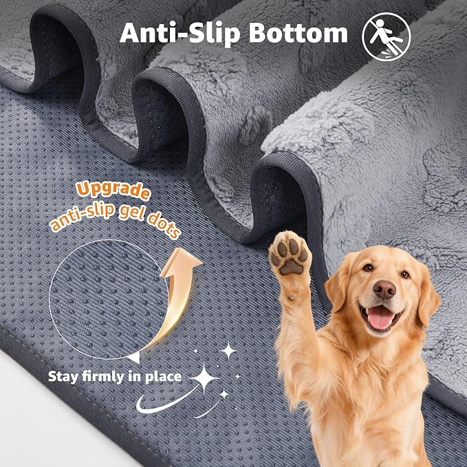 LOOBANI Washable Pee Pads for Dogs, 4 Packs Fast Absorbent Reusable Dog Mat, Non-Slip & Waterproof Pet Whelping Pads,Leak-Proof Puppy Pads for Puppy Playpen,Whelping Box,Potty Training(30"x34"-Gray)