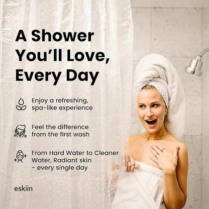 Eskiin Filtered Showerhead - Best Shower Head With Filters For Healthy Hair & Skin - High Pressure Water Softener For Hard Water - Reduce Dandruff, Protect Colored Hair, And Soothe Dry Skin (Chrome)