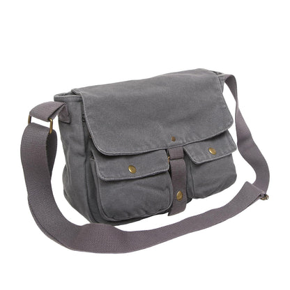 AFGWK School Vintage Canvas Messenger Bag for Men Crossbody Shoulder Bag Satchel Handbags(Slate)
