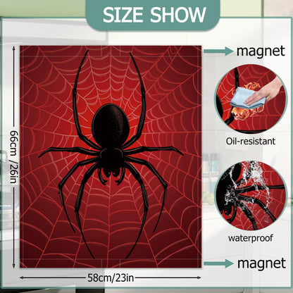 Halloween Spider Refrigerator Magnet Cover,Red Spider Web Washable Dishwasher Magnets Decorative Cover,Home Kitchen Decorative Dishwasher Front Panel Cover 23x26 Inch