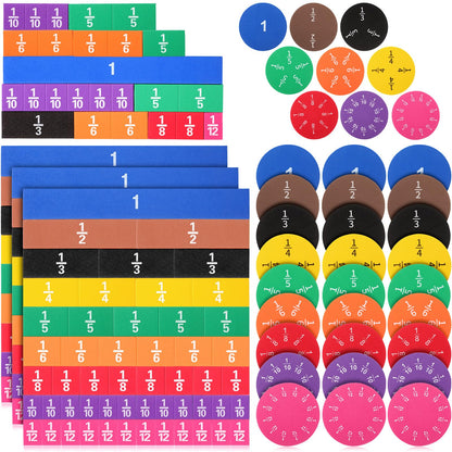 Sayglossy 6 Sets Fraction Tiles Circles Set for Math Fractions Manipulatives Math Manipulatives for Home Supplies