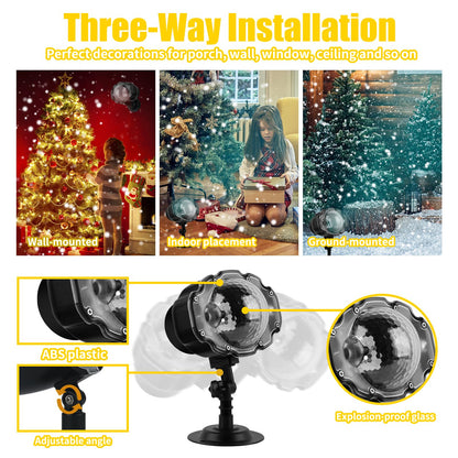 Christmas Snowfall Projector Lights, Indoor Outdoor Holiday Lights with Remote Control, White Snow for Halloween Xmas Party Wedding Garden Landscape Decoration(Snow Spots)