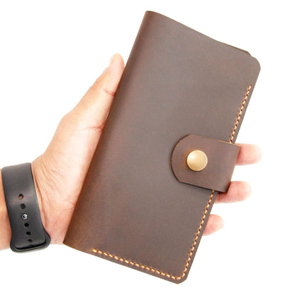 Turbosnail Leather checkbook holder, Checkbook cover handmade, For Women and Men, Christmas gifts (Brown)