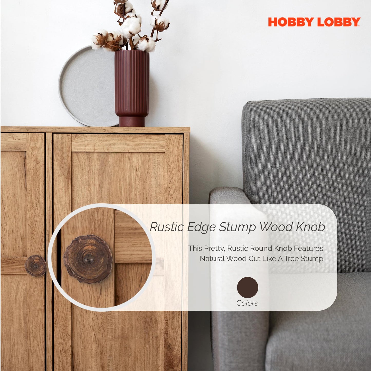 Rustic Edge Stump Wood Knob – Premium Decorative Knobs for Cabinets and Drawers – Novelty Furniture Knobs and Pulls for DIY Hardware Crafts – Vanity, Dresser Hardware for Home Decor - Set of 2
