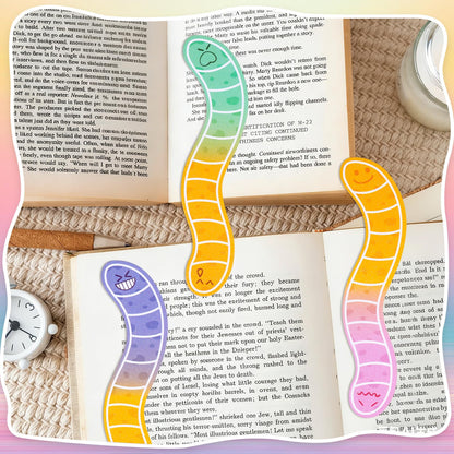 HCEWSBFD 120 Pcs Worm Bookmarks Bulk Cute Holographic Glitter Gummy Worm Bookmarks Cute Book Marks for Writers Readers Classroom Rewards, Student Rewards, Bookish Bulk Supplies for Teachers
