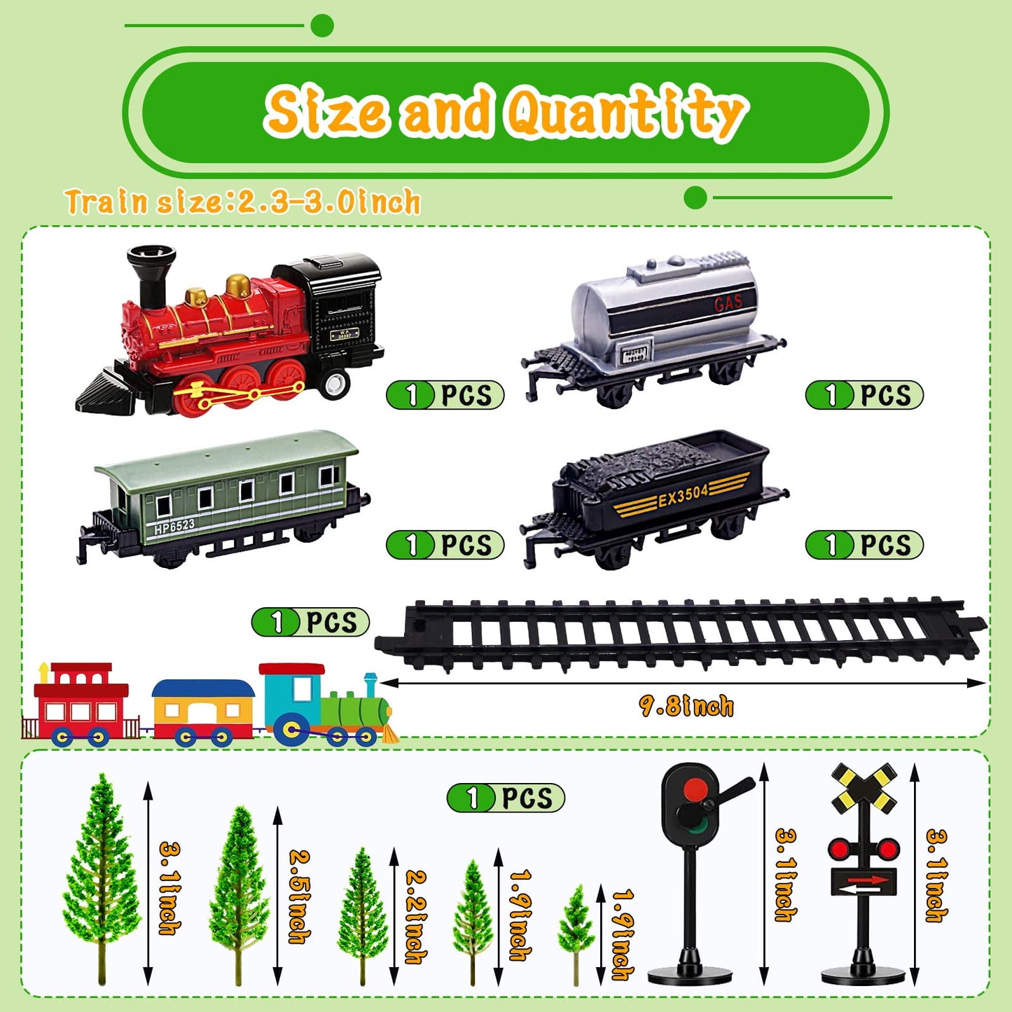 MEMOVAN Train Cake Toppers 13pcs Train Cake Decorations Mini Trains Toy Traffic Track Railway Lights Cake Topper Decorations for Boy's Kids Steam Trains Theme Birthday Party Supplies