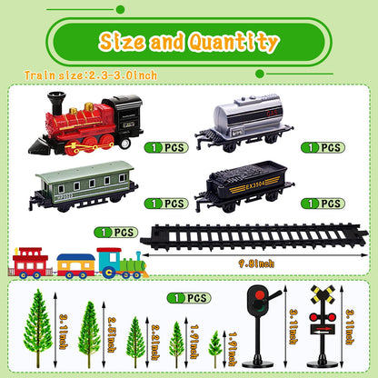 MEMOVAN Train Cake Toppers 13pcs Train Cake Decorations Mini Trains Toy Traffic Track Railway Lights Cake Topper Decorations for Boy's Kids Steam Trains Theme Birthday Party Supplies