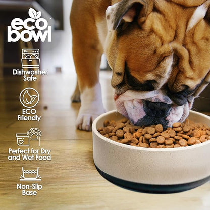 Palz&Co EcoBowl with Lid for Dogs & Cats, 80 oz Gray - Natural Bamboo Pet Bowl with Non-Slip Base, Pet Food and Water Dish, Dishwasher Safe