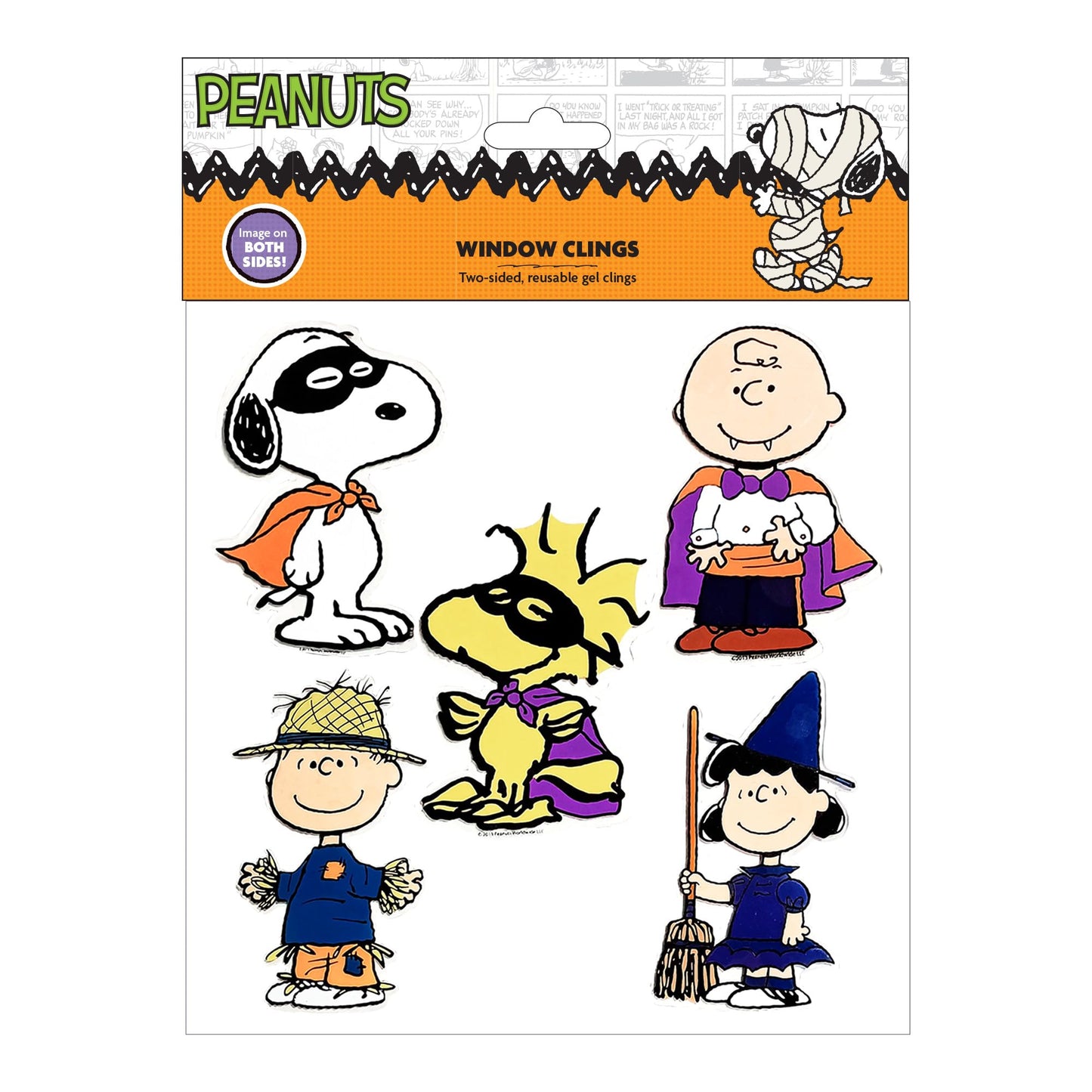 Peanuts Halloween Multi Character Window Cling with Snoopy Woodstock Charlie Brown Linus and Lucy